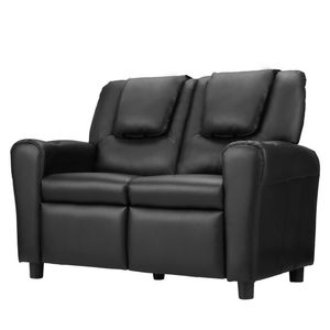 Keezi Kids Recliner Chair 2 Seats PU Leather Sofa Lounge Couch Armchair Black