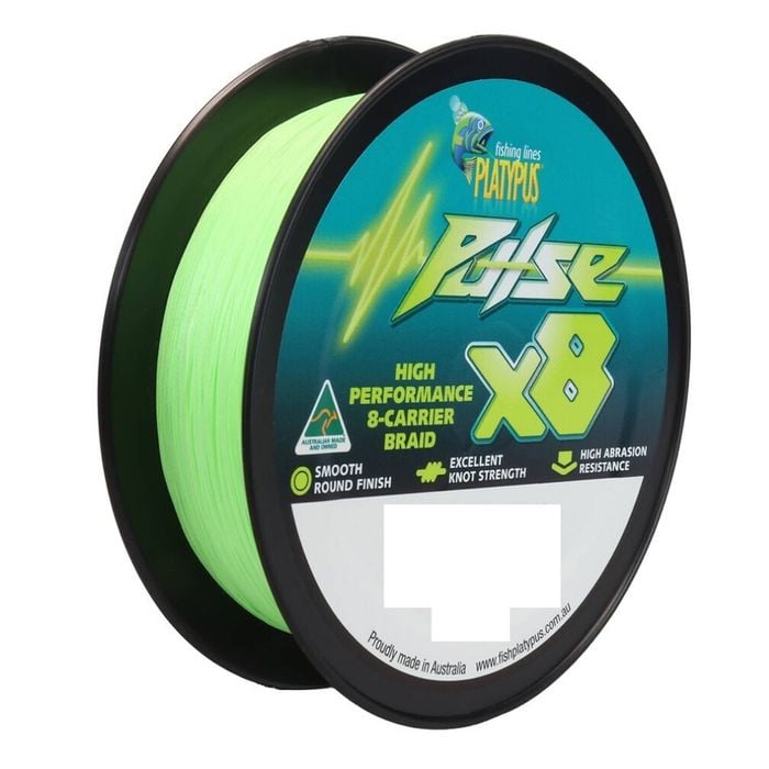 150m Spool Of 65lb Platypus Pulse X8 Braided Fishing Line - Aussie Green Braid