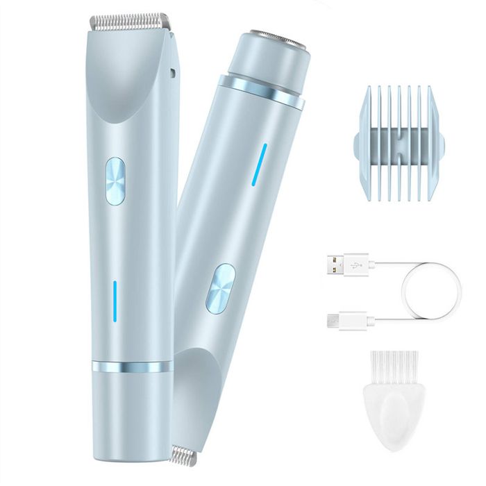 Catzon 2 in 1 Electric Shaver for Women Rechargeable Electric Razors for Leg Arm Underarm-Blue