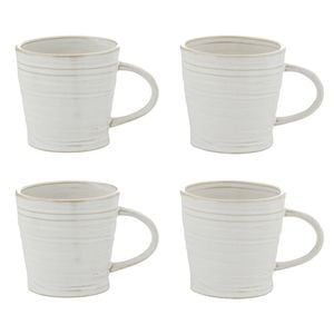 Amalfi Somerset 4 Piece Coffee Mug Set 350ml Milky White Glaze Stoneware