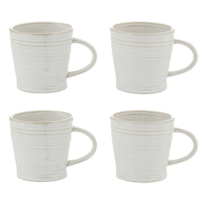 Amalfi Somerset 4 Piece Coffee Mug Set 350ml Milky White Glaze Stoneware