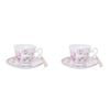 4pc Gibson Gifts Roses & Dandelion Tasseled Tea Cup & Saucer Set w/ Box