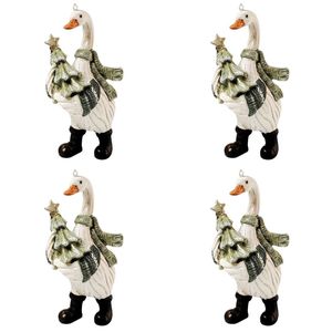 4PK Urban Christmas Goose Hanging Decoration 11cm White/Sage Assorted