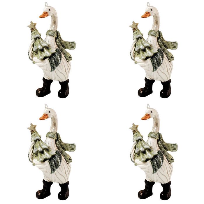 4PK Urban Christmas Goose Hanging Decoration 11cm White/Sage Assorted