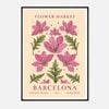 Galrie Vibrant Flower Market Art Print from Barcelona Botanical Decor for Your Home, Black Frame, A2 42 x 60cm (16 x 24inch)