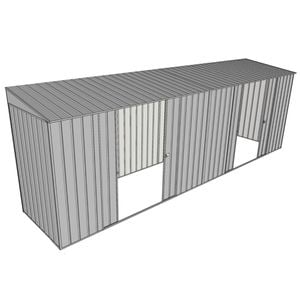 Build-A-Shed 1.2 x 6.0 x 2.0m Skillion Dual Double Sliding Side Doors Shed - Zinc