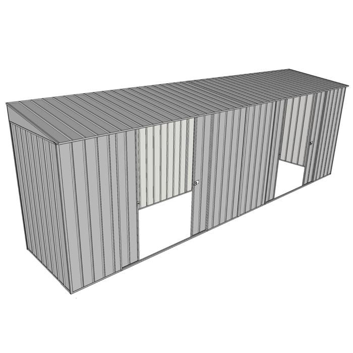 Build-A-Shed 1.2 x 6.0 x 2.0m Skillion Dual Double Sliding Side Doors Shed - Zinc