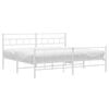 vidaXL Bed Frame with Headboard and Footboard Bed Base King Size White Metal