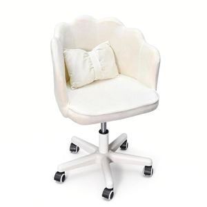 Swivel Vanity Chair Height Adjustable Upholstered Office Chair with Cushion Back