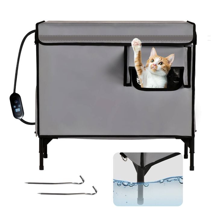 Advwin Cat House for Outside with Pet Heating Pad