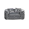 1 Seater Sofa Grey Velvet Fabric Solid Wood construction Silver Stainless Steel Trim