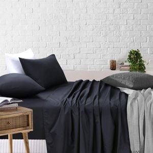 Amsons Sheet Set - King Fitted & Flat Sheet With Pillowcases - Black