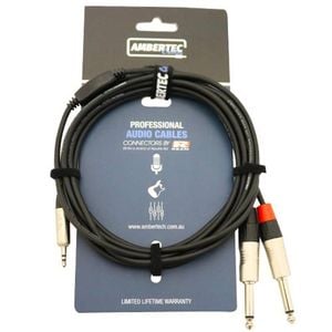 Y Cable 3m Rean 3.5mm Trs Plug - 2 X 6.35mm Ts Plug