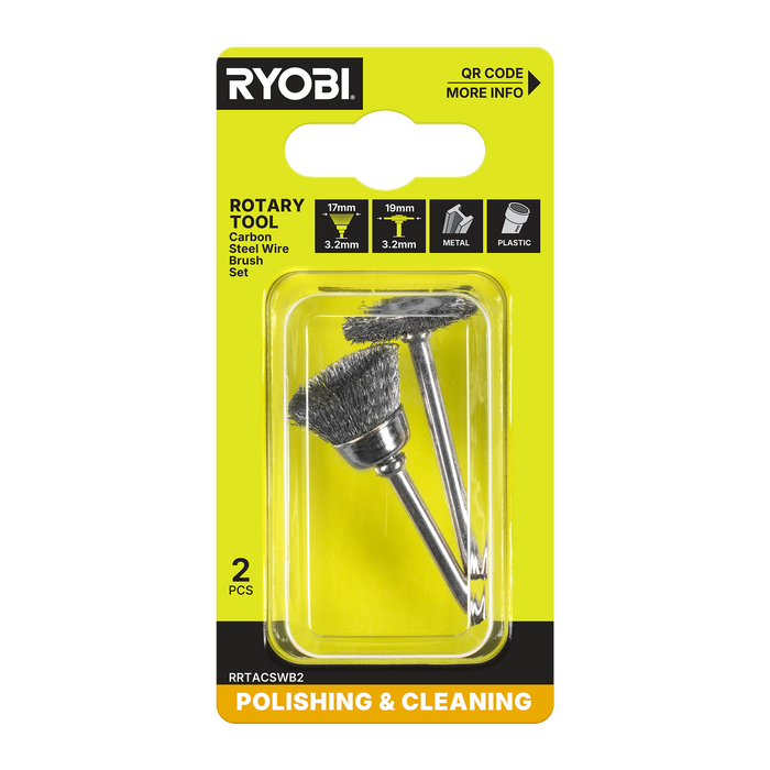 Ryobi Rotary Tool Carbon Steel Wire Brush 2-Piece Set