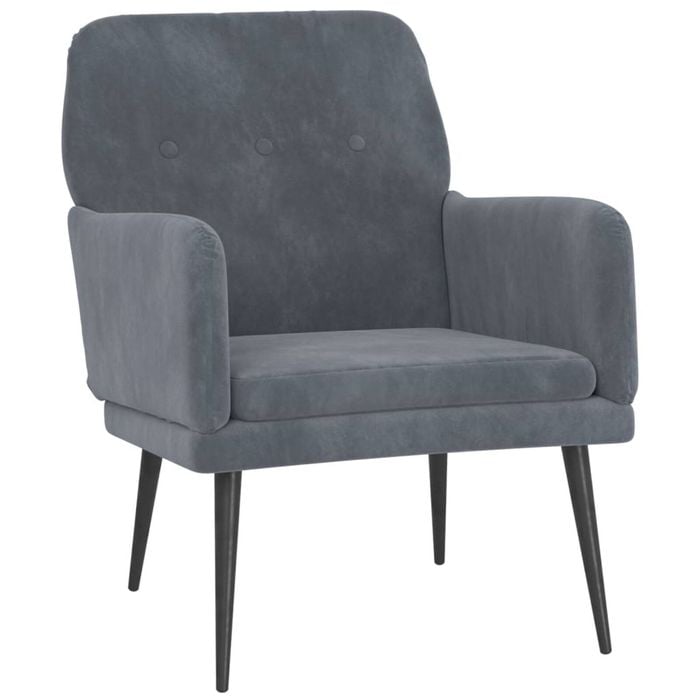 vidaXL Armchair Dark Grey Velvet Lounge Single Sofa Chair Bedroom Furniture