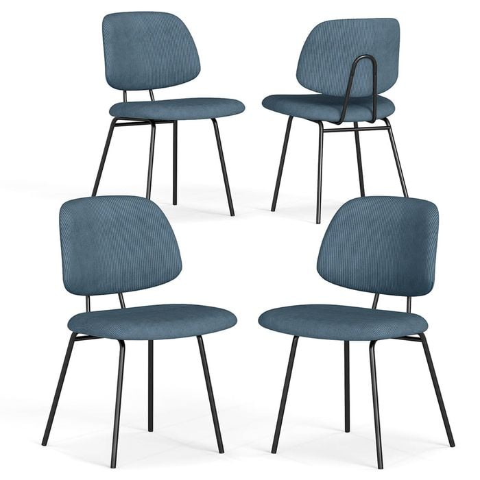 Familand Dining Chairs Set of 4 Padded Seat Kitchen Living Room Chair Corduroy in Blue