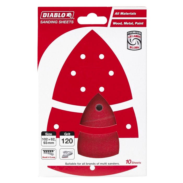 Diablo 102 x 62mm 120 Grit Abrasive All Surface Multi Sander Sheets - 10 Pack