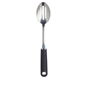 Mastercraft Soft Grip 34cm Stainless Steel Slotted Spoon - Black