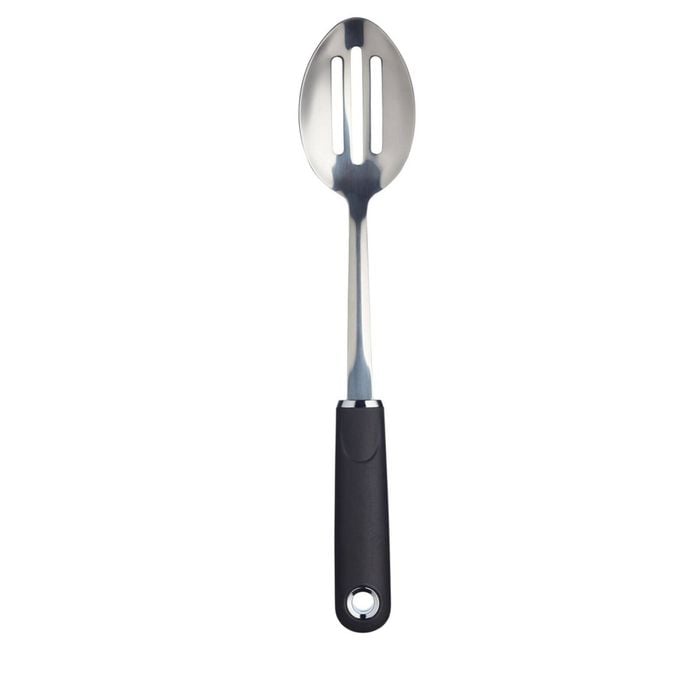 Mastercraft Soft Grip 34cm Stainless Steel Slotted Spoon - Black