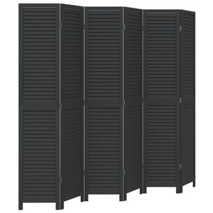 vidaXL Room Divider Privacy Screen Partition 6 Panels Black Paulownia