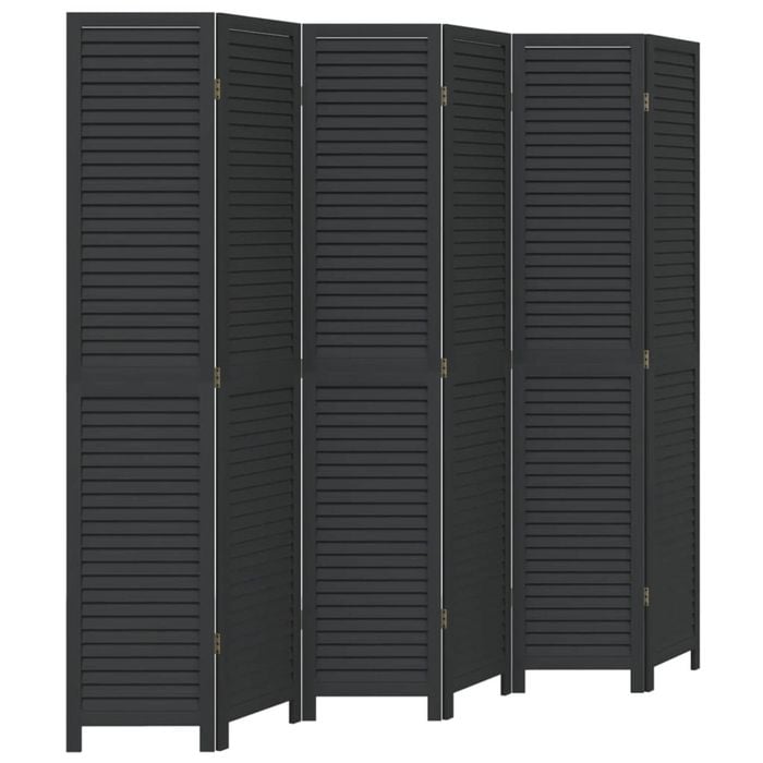 vidaXL Room Divider Privacy Screen Partition 6 Panels Black Paulownia