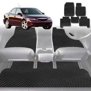 6D Diamond Car Floor Mats for Mazda 6 2002-2008-Full Set-Black-Outback GT
