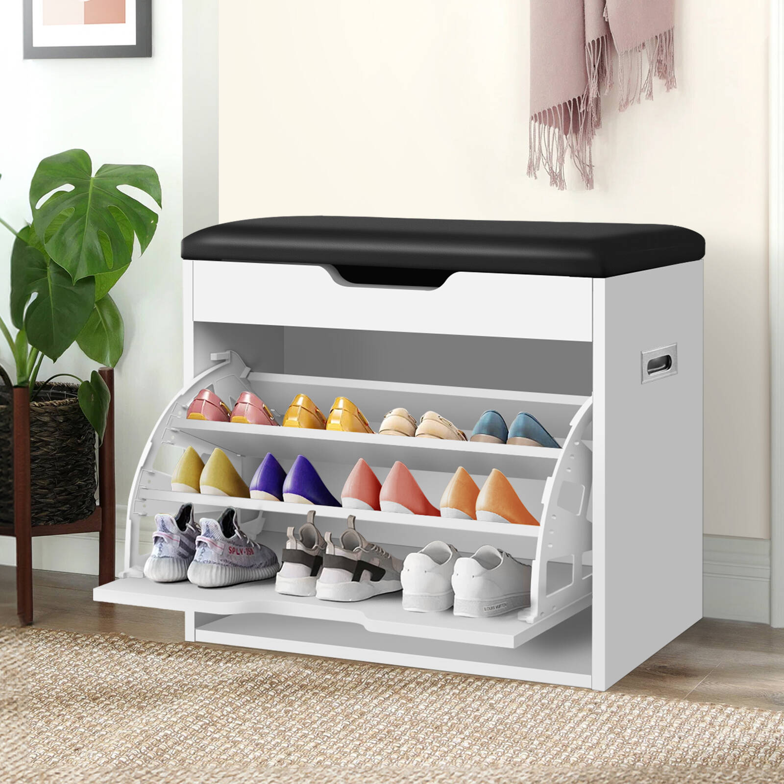 ALFORDSON Shoe Cabinet Bench White Bunnings Australia