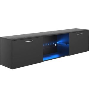 Ufurniture TV Unit Cabinet 160cm TV Stand Entertainment Unit with LED Light Black