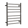 Hotwire 80W 700 x 530mm Brushed Nickel 8 Bar Flat Round Heated Towel Rail with Timer