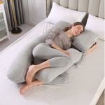 Advwin 2 in 1 Pregnancy Nursing Sleeping Pillow w/ Detachable Side U-Shaped, Grey