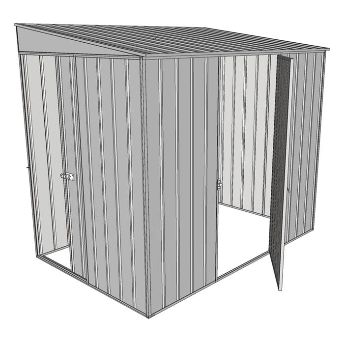Build-a-Shed 1.5 x 2.3 x 2m Sliding Door Tunnel Shed with Hinged Side Door - Zinc