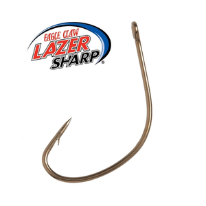 Eagle Claw L141F Lazer Sharp Bronze Kahle Offset Fishing Hook Bulk Pack 5/0 (40pcs)