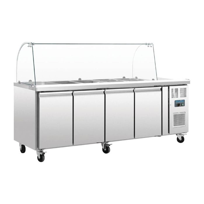 Polar U-series Four Door Refrigerated Gastronorm Saladette Counter - Ct395-a