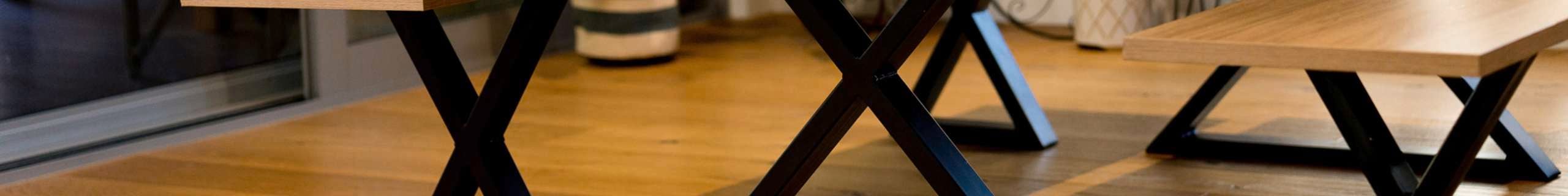 table wooden with steel legs