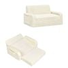 Ufurniture  3-in-1 Kids Couch Convertible Toddler Armrest Lounge Chair with Side Storage Pockets and Non-Slip Base Beige