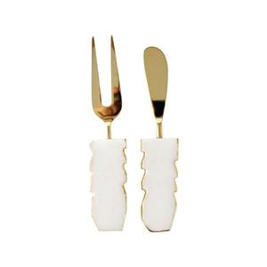 2pc Maine & Crawford Wonda 15x3cm Marble Cheese Knives W/ Gold Foil