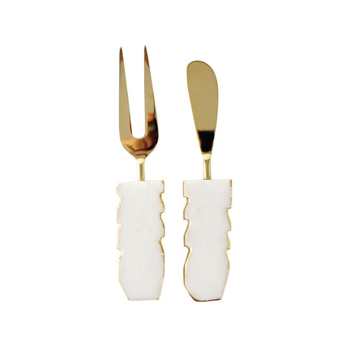 2pc Maine & Crawford Wonda 15x3cm Marble Cheese Knives W/ Gold Foil