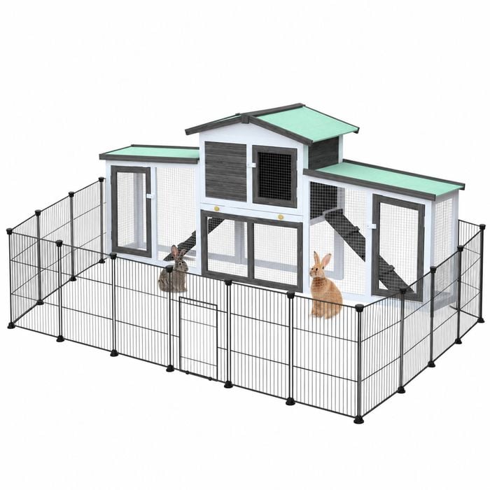 Advwin Rabbit Hutch Bunny Cage + 20 Panel Pet Playpen Pet Fence Enclosure