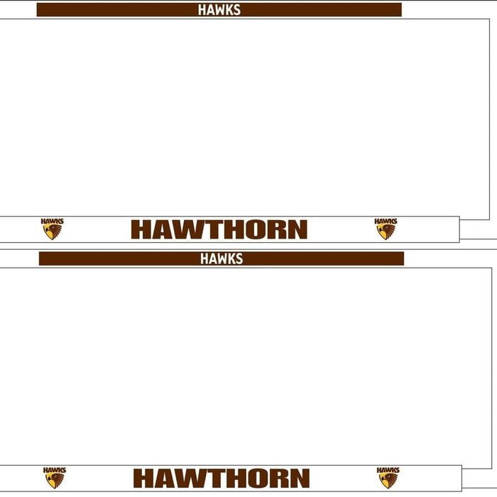 AFL Car Number Plate Frame Set Of Two - Hawthorn Hawks - Front/Back