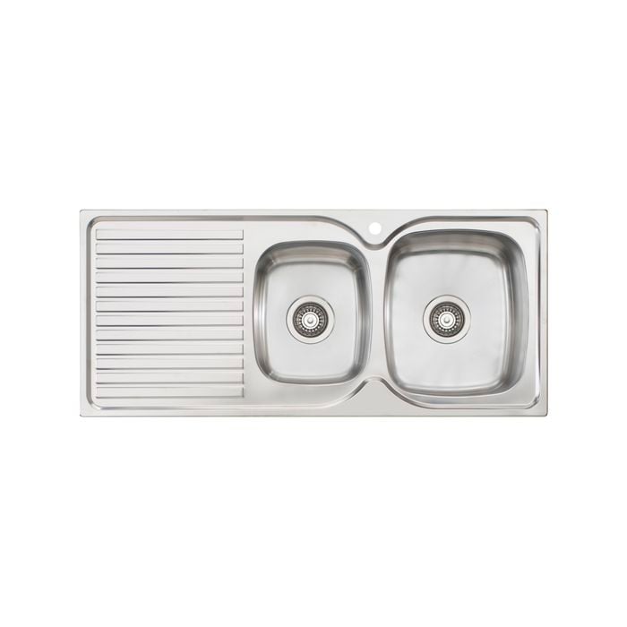 Oliveri Stainless Steel Regency 1 And 3/4 RH Bowl Topmount Sink With Drainer