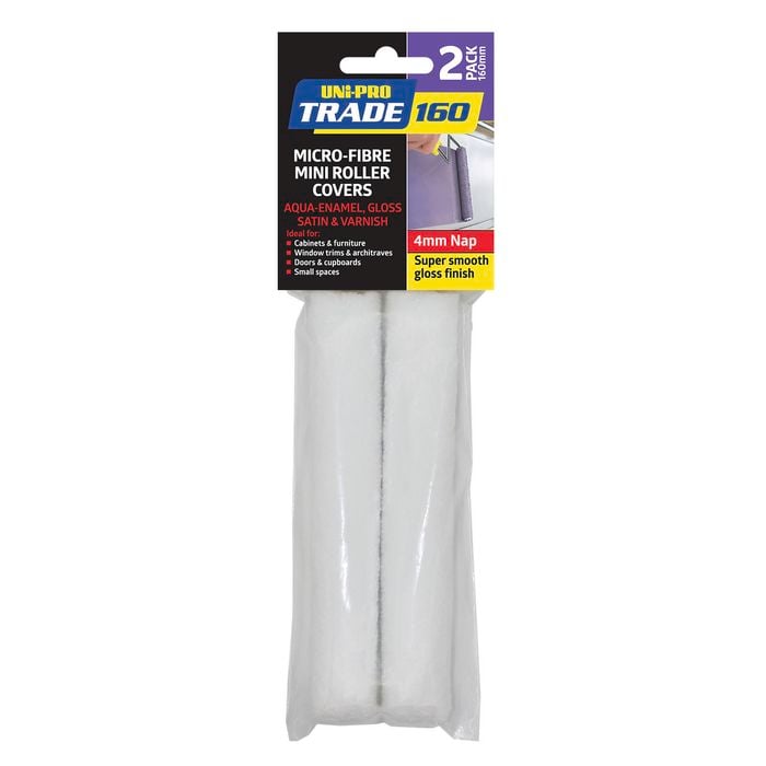 UNi-PRO Trade 160mm 4mm Nap Pro Microfibre Roller Covers - 2 Pack