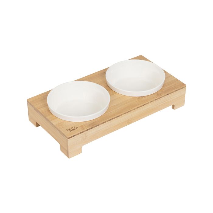 Baxter Bone Two Tone Double Pet Bowl White Medium