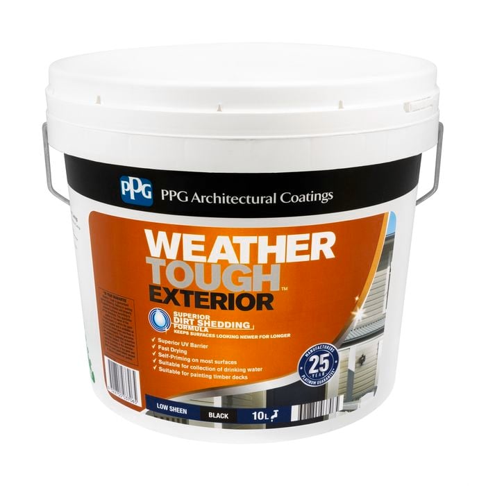 PPG Paints 10L Black Low Sheen Weather Tough Exterior Paint