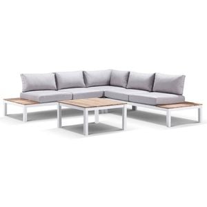 Nova Package A In White Aluminium Outdoor Modular Corner Lounge - White with Olefin Grey