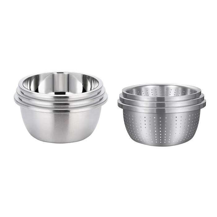 SOGA Kitchenware Bundle – Stainless Steel Nesting Colanders & Deep Stackable Mixing Bowls Set