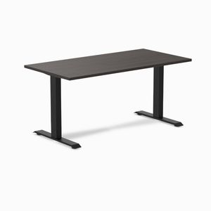 Desky Fixed Height Melamine Office Desk Matte Black Frame 150cm - Burnished Wood