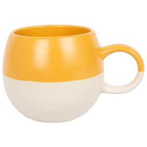 Nicola Spring 340ml Dipped Stoneware Mug - Mustard - Sphere Glazed Coloured Stoneware Latte Tea Cups Colourful Coffee Cups
