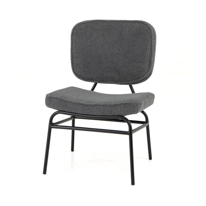 Costway Upholstered Chair Metal Structure Chair Reading Lounge Chair Grey