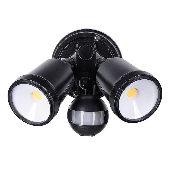 Brilliant Black Raptor III Twin Security Light with Sensor