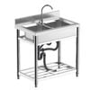 Stainless Steel  Double Sink Free Standing Pull Out Tap 80x80x50 Cm